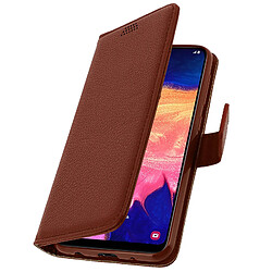 Avizar Etui Samsung Galaxy A10 Housse Folio Support Vidéo Porte-carte marron