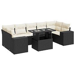 vidaXL Salon de jardin 8 pcs avec coussins noir résine tressée