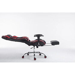 Decoshop26 Fauteuil de bureau gamer avec repose-pieds extensible mécanisme de bascule en PVC noir / rouge 10_0002746 pas cher