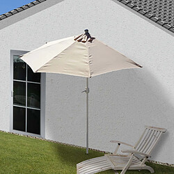 Decoshop26 Demi parasol semi-circulaire balcon terrasse UV 50+ polyester/aluminium 3kg avec une portée de 300 cm crème sans support 04_0003838