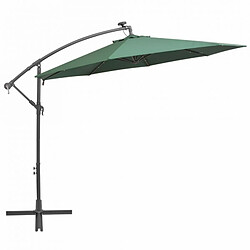 vidaXL Parasol avec éclairage LED 300 cm Poteau en métal Vert pas cher