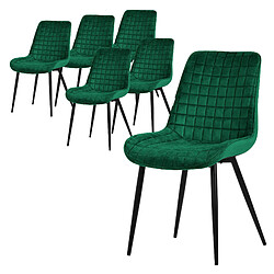 ML-Design Lot de 6 Chaises de Salle à Manger, Vert Foncé, Assise en Velours avec Pieds Métalliques Noirs