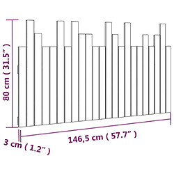 vidaXL Tête de lit murale Noir 146,5x3x80 cm Bois massif de pin pas cher