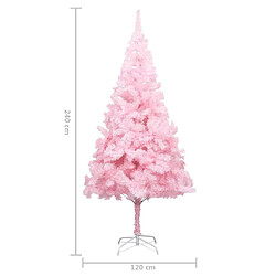 vidaXL Arbre de Noël artificiel pré-éclairé et boules rose 240 cm PVC pas cher