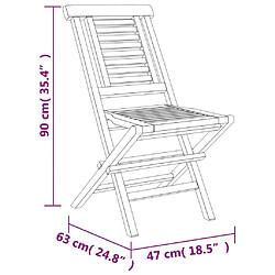 Maison Chic Lot de 4 Chaises de jardin,Fauteuil d'extérieur pliantes 47x63x90 cm bois massif teck -MN68705 pas cher