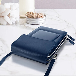 Avizar Pochette Bandoulière Smartphone en Simili cuir Sangle 130cm bleu nuit pas cher