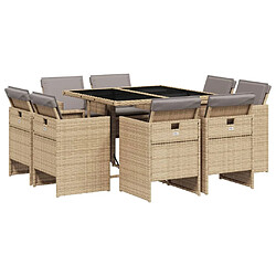 vidaXL Ensemble à manger de jardin et coussins 9 pcs mélange beige