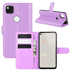 Etui en PU peau de litchi avec support violet pour votre Google Pixel 4a