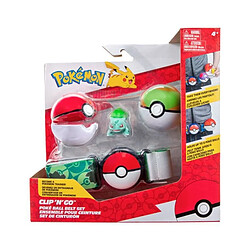 Ceinture Clip 'N' Go BANDAI - Pokémon - 1 ceinture, 1 Poké Ball, 1 Nest Ball et 1 figurine 5 cm Bulbizarre