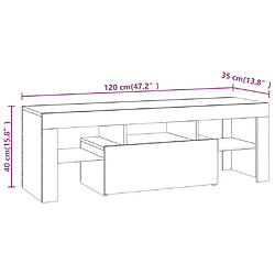 vidaXL Meuble TV avec lumières LED chêne fumé 120x35x40 cm pas cher