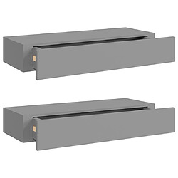 vidaXL Étagères à tiroirs murales 2 pcs gris 60x23,5x10 cm MDF