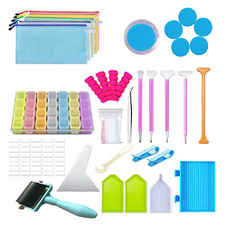 58 pièces 5D diamants peinture outils et accessoires Kits avec diamant peinture rouleau et diamant broderie stylo collant pour adultes ou enfants