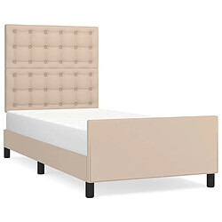 Maison Chic Lit adulte - Cadre Structure de lit avec tête de lit Contemporain Cappuccino 90x200 cm Similicuir -MN67178