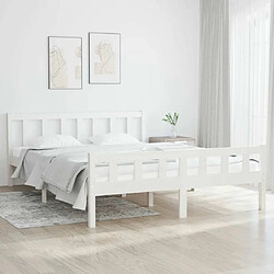 Maison Chic Lit adulte 150x200cm - Cadre de lit,Structure du lit Contemporain pour chambre Blanc Bois massif très grand -MN62132