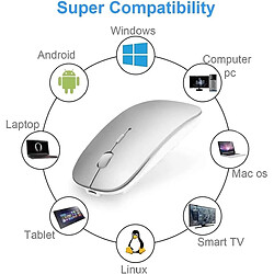 Universal Souris Bluetooth rechargeable pour tablette d'ordinateur portable MacBook / iPad / iPhone (iOS13.1.2 ou supérieur) Souris silencieuse silencieuse 3 DPI Réglable 800/1200/1600 Portab pas cher