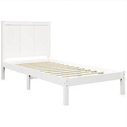 Acheter Maison Chic Lit Moderne Chambre - Cadre/structure de lit pour adulte Blanc Bois de pin massif 75x190 cm Petit simple -MN62470