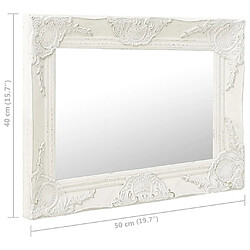 vidaXL Miroir mural style baroque 50x40 cm Blanc pas cher