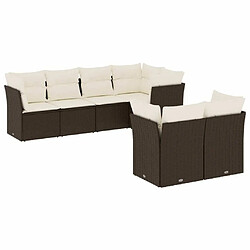 Maison Chic Salon de jardin avec coussins 7 pcs | Ensemble de Table et chaises | Mobilier d'Extérieur marron résine tressée -GKD68812