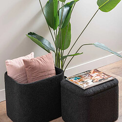 LEITMOTIV Pouf en tissu bouclette Ada noir.