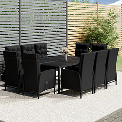 Maison Chic Mobilier à dîner 11 pcs de jardin - Ensemble table et chaises d'extérieur - Salon/Mobilier de jardin classique Résine tressée Noir -MN99973