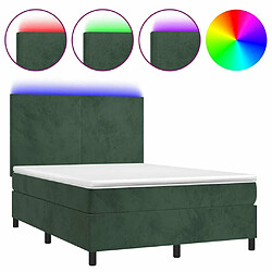 Sommier à lattes LED,Cadre à lattes de lit avec matelas pour Adulte Vert foncé 140x200 cm -MN96317