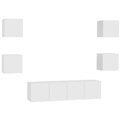 Maison Chic Ensemble de meubles TV 6 pcs | Banc TV Moderne pour salon | Meuble de Rangement - Blanc Aggloméré -MN70233