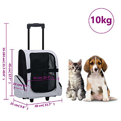 vidaXL Chariot polyvalent pliable pour animaux de compagnie gris pas cher