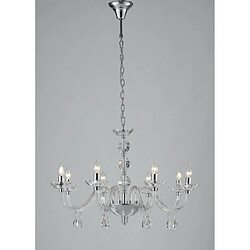 Fan Europe Chandelier sans abats jours Riflesso 8 ampoules Cristal Chrome