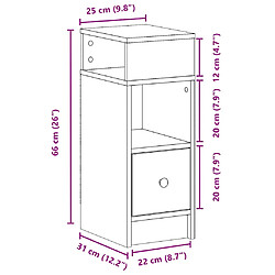 vidaXL Table de chevet avec tiroir chêne fumé 25x31x66 cm pas cher