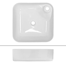 Ecd Germany Lavabo en céramique blanc vasque a poser carré évier design moderne 435x435 mm