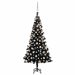 vidaXL Arbre de Noël artificiel pré-éclairé et boules noir 120 cm PVC