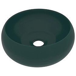 vidaXL Lavabo rond de luxe Vert foncé mat 40x15 cm Céramique