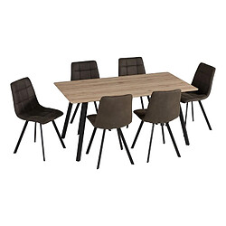 But Table+ 6 chaises SAVINA 2 imitation chêne 