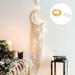 Totalcadeau Attrape-Rêve Macramé Double Lune à LED Capteur Reve Dream catcher