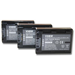 vhbw set de 3 batteries 500mAh pour caméscope Sony DCR-DVD106(E), DCR-DVD109(E), DCR-DVD110(E), DCR-DVD115(E), DCR-DVD150, DCR-DVD150E