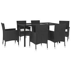 Avis Salle à dîner de jardin 7 pcs,Table et chaise à manger Noir Résine tressée -MN37056