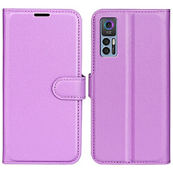 Etui en PU texture litchi avec support, violet pour votre TCL 30 5G