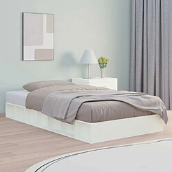 Maison Chic Lit Moderne Chambre - Cadre/structure de lit pour adulte Blanc 120x190 cm Petit double Bois massif -MN58647