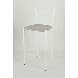 Tommychairs - Set 2 tabourets Elegance pour Cuisine et Bar, Structure en Acier peindrè Blanc, Assise en Cuir Artificiel Gris Clair