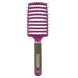 Grande Brosse à Cheveux Incurvée Pour Le Massage Du Cuir Chevelu De Séchage Démêlant Violet