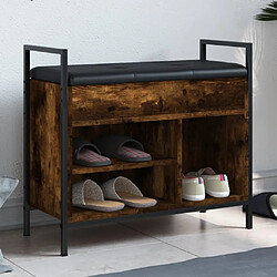 Maison Chic Banc à chaussures | Meuble de rangement à chaussures Meuble d'Entrée chêne fumé 65,5x32x57,5 cm bois d'ingénierie -MN69024