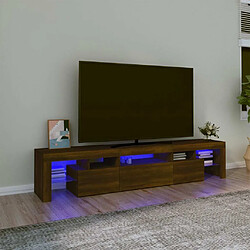 Maison Chic Meuble TV avec lumières LED, Banc TV pour salon, Meuble de rangement Chêne marron 200x36,5x40 cm -GKD48631