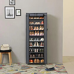 SONGMICS Armoire/étagères à chaussures 10 couches avec housse 27 paires de chaussures Gris 58 x 28 x 160 cm RXJ10G