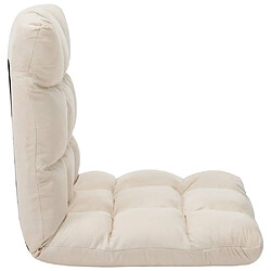 Avis vidaXL Chaise pliable de sol Crème Microfibre