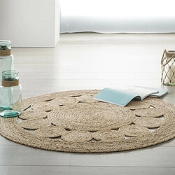 Acheter Pegane Tapis rond avec pompons, moquette carpette en jute tressé coloris naturel - Diamètre 120 x Hauteur 1 cm