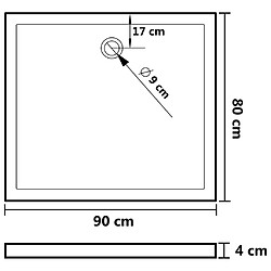 vidaXL Receveur de douche rectangulaire ABS Blanc 80x90 cm pas cher