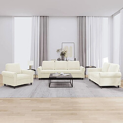 Maison Chic Ensemble de canapés 3 pcs avec coussins, Canapé droit Sofa pour Salon Crème Velours -GKD816458