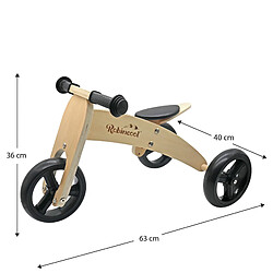 Acheter Vélo Sans Pédales Montessori Robincool Fast Wheels 63x32x36cm Transformable en Tricycle Bois Éco Couleur Naturel et Noir