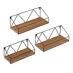 Set de 3 Étagères Kolding de Tailles Différentes Noir Effet Bois Foncé [en.casa]