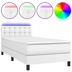 vidaXL Sommier à lattes de lit avec matelas et LED Blanc 80x200 cm